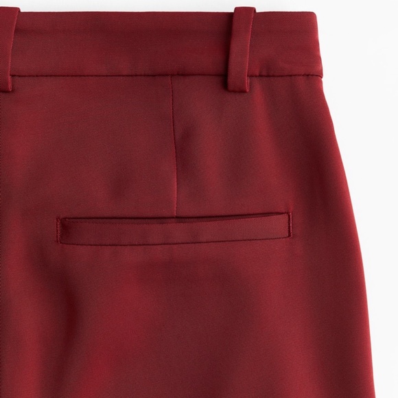 H&M Wide Leg Twill Dress Pants Ankle Dark Red Size 8 NWT - Picture 3 of 5